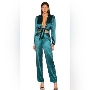 Lovers + Friends Shimmering Cutout Jumpsuit Long Sleeve NWT XL